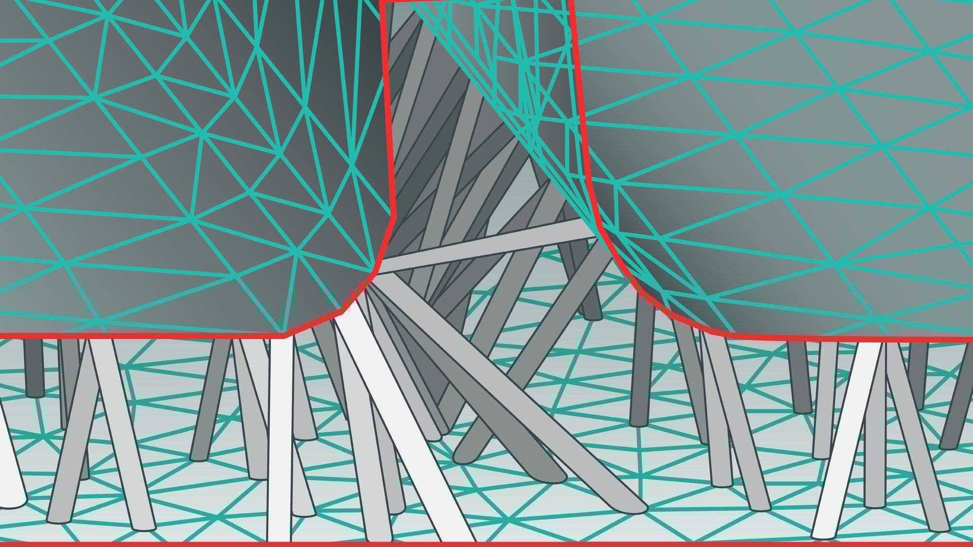 A visualization of the interior of the 3D-F mesh, the adaptive 3D structure that delivers fast, accurate simulation in Cadmould.